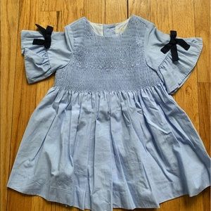 Zara Baby Girl Dress NWOT Pale blue with Navy bows
